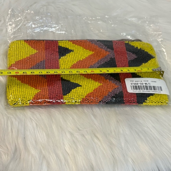 Navajo Hand-Beaded Geometric Wristlet Clutch in Yellow, Orange & Black - Picture 5 of 5